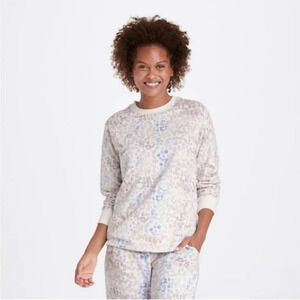 Stars Above Blue Pink Splatter Print Beautifully Soft Fleece Sweater Size XXL